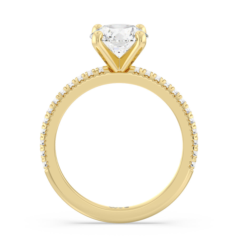 1 5/8 cttw Round Cut French Cut Pave Diamond Engagement Ring with 1 5/8 Cut Diamond in 14KT Round view 2
