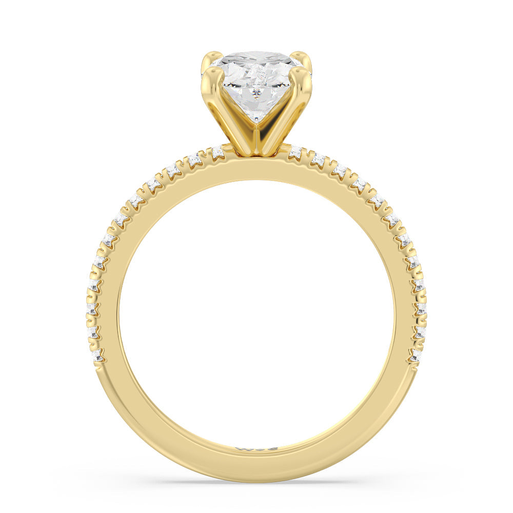 1 5/8 cttw Oval Cut French Cut Pave Diamond Engagement Ring with 1 5/8 Cut Diamond in 14KT Oval view 2
