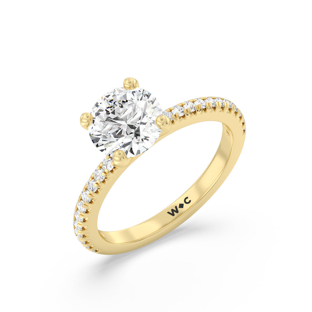 1 5/8 cttw Round Cut French Cut Pave Diamond Engagement Ring with 1 5/8 Cut Diamond in 14KT Round view 3
