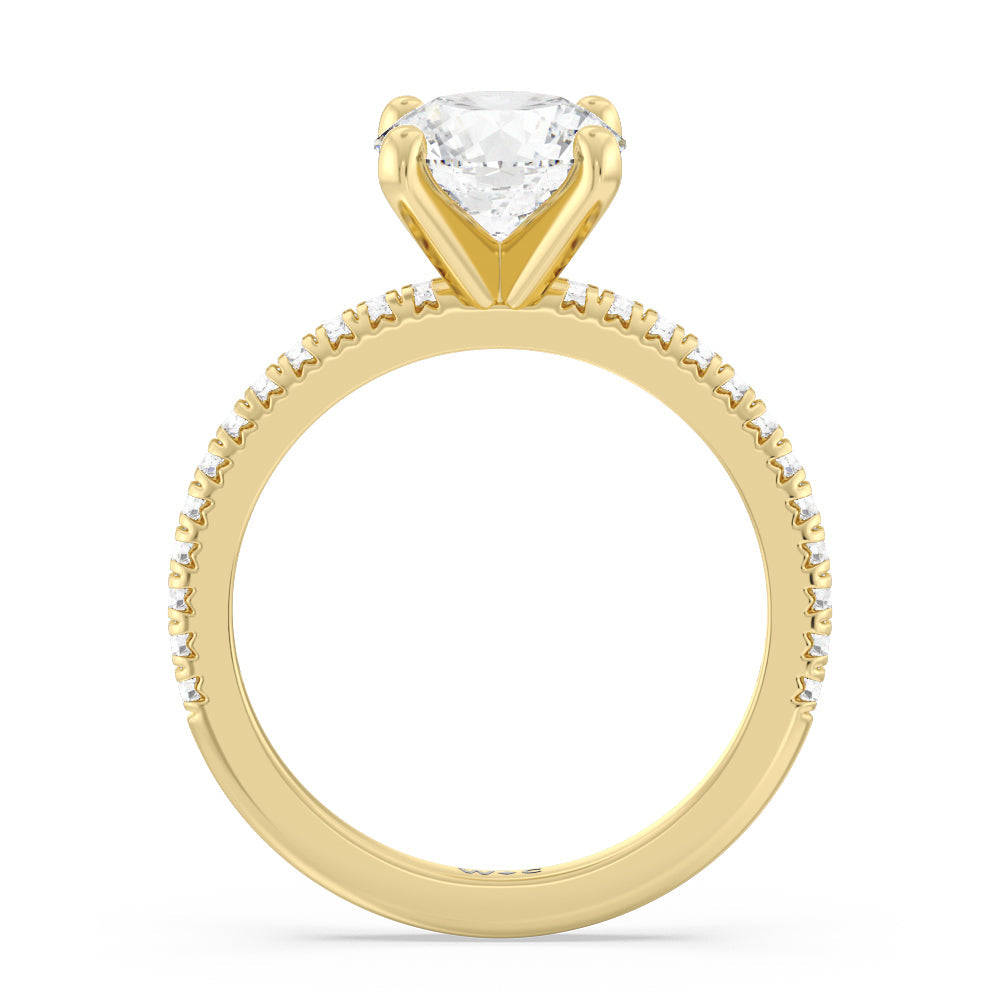 2 1/5 cttw Round Cut French Cut Pave Diamond Engagement Ring with 2 1/5 Cut Diamond in 14KT Round view 2
