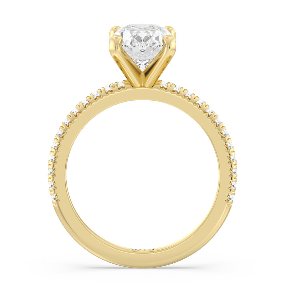 2 1/5 cttw Oval Cut French Cut Pave Diamond Engagement Ring with 2 1/5 Cut Diamond in 14KT Oval view 2
