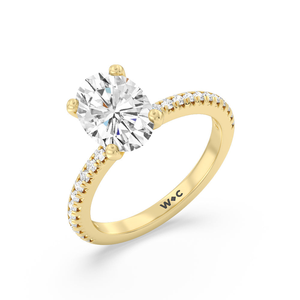 2 1/5 cttw Oval Cut French Cut Pave Diamond Engagement Ring with 2 1/5 Cut Diamond in 14KT Oval view 3
