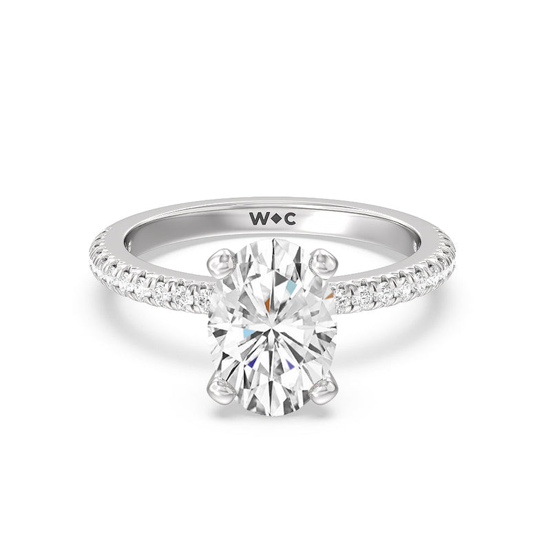 French Cut Pave Lab Diamond Engagement Ring