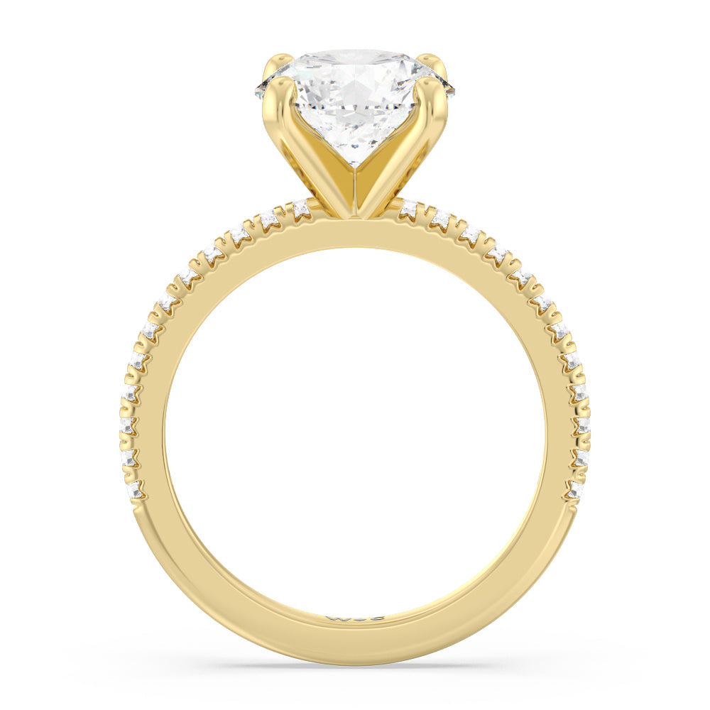 2 5/8 cttw Round Cut French Cut Pave Diamond Engagement Ring with 2 5/8 Cut Diamond in 14KT Round view 2
