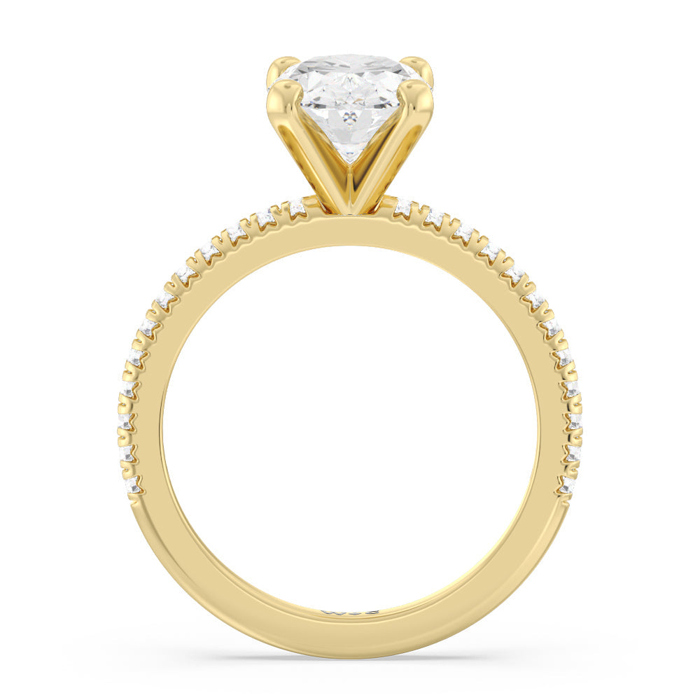 2 5/8 cttw Oval Cut French Cut Pave Diamond Engagement Ring with 2 5/8 Cut Diamond in 14KT Oval view 2

