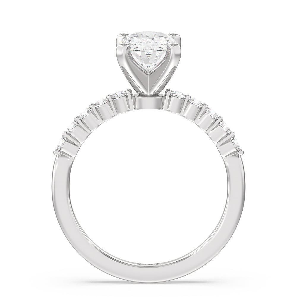 1 3/4 cttw Oval Cut Under Bezeled Accent Diamond Engagement Ring with 1 3/4 Cut Diamond in 14KT Oval view 2
