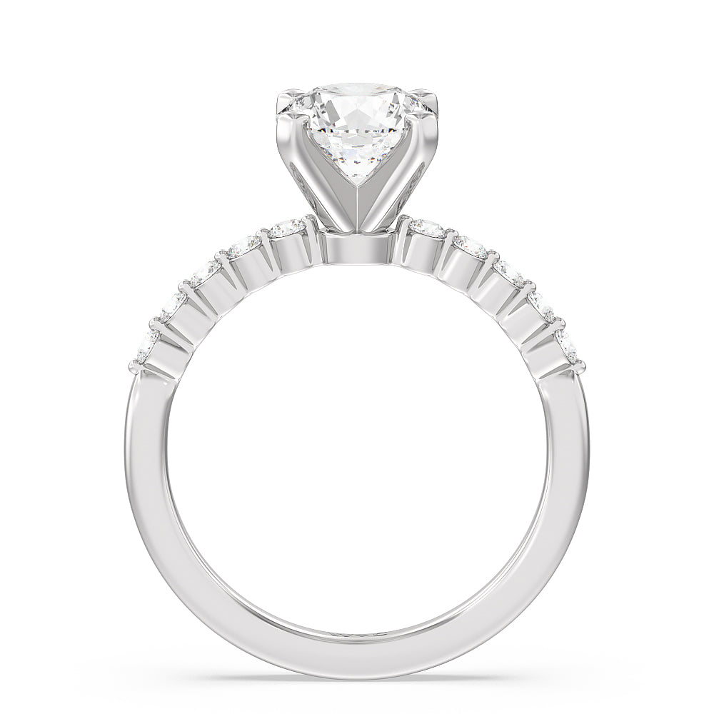 1 3/4 cttw Round Cut Under Bezeled Accent Diamond Engagement Ring with 1 3/4 Cut Diamond in 14KT Round view 2
