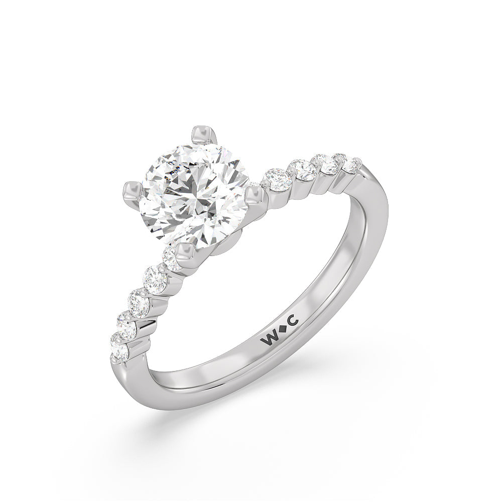 1 3/4 cttw Round Cut Under Bezeled Accent Diamond Engagement Ring with 1 3/4 Cut Diamond in 14KT Round view 3
