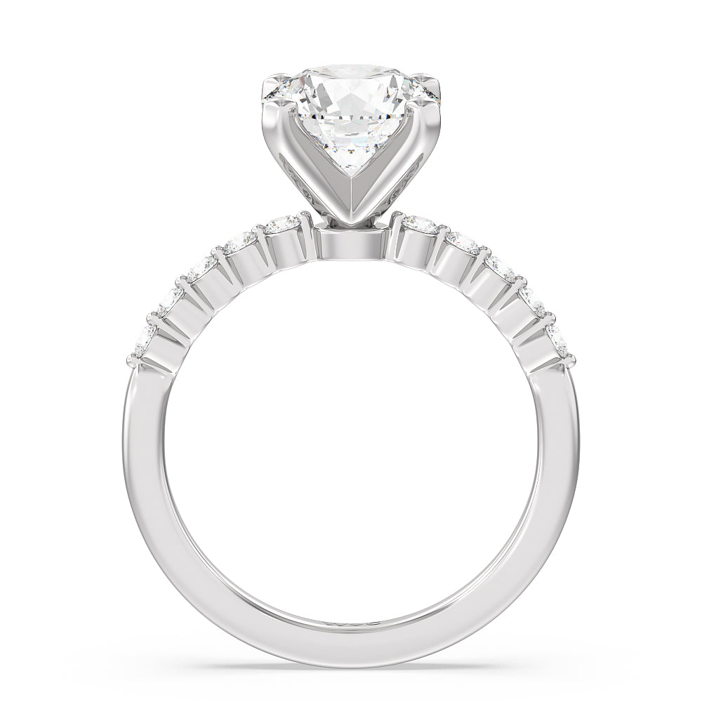 2 1/5 cttw Round Cut Under Bezeled Accent Diamond Engagement Ring with 2 1/5 Cut Diamond in 14KT Round view 2

