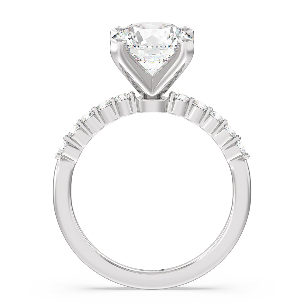 2 3/4 cttw Round Cut Under Bezeled Accent Diamond Engagement Ring with 2 3/4 Cut Diamond in 14KT Round view 2

