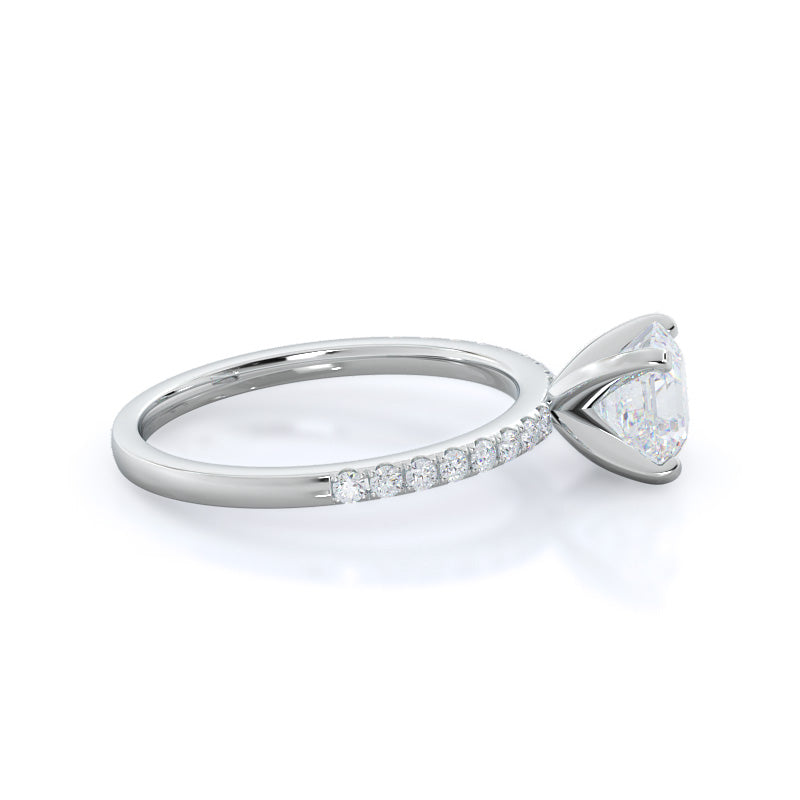 Asscher Cut Classic Pave Diamond Engagement Ring with Lab Grown Diamond in 14KT Platinum view 3
