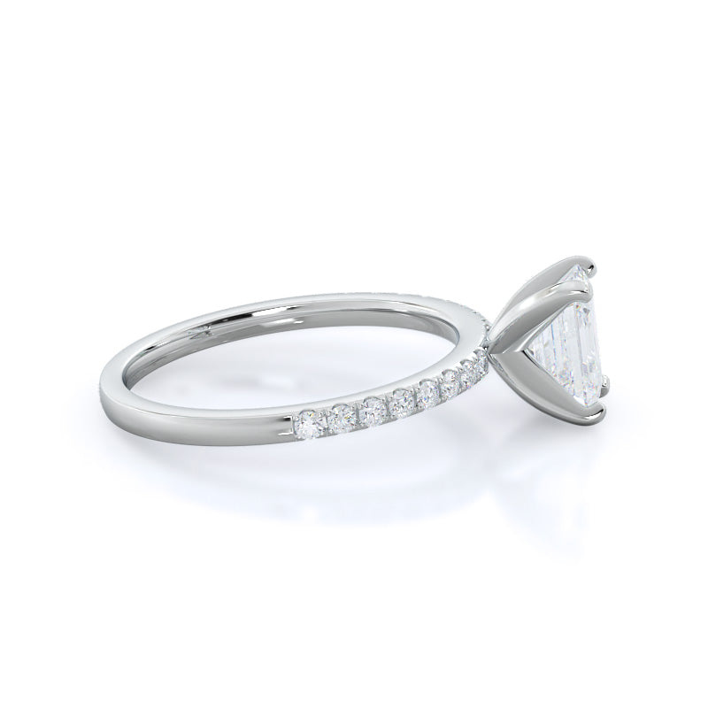Emerald Cut Classic Pave Diamond Engagement Ring with Lab Grown Diamond in 14KT Platinum view 3
