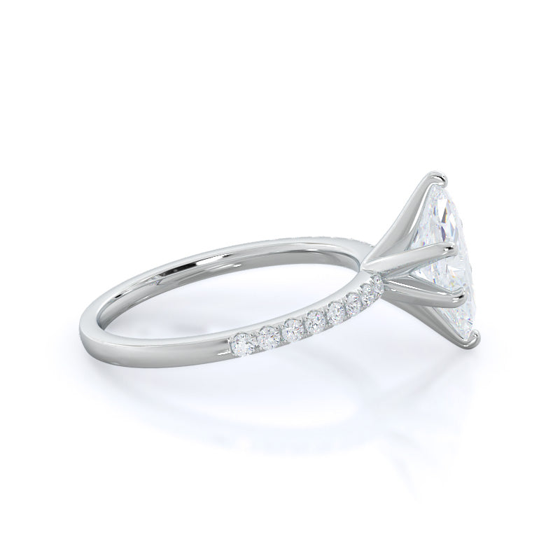 Marquise Cut Classic Pave Diamond Engagement Ring with Lab Grown Diamond in 14KT Platinum view 3
