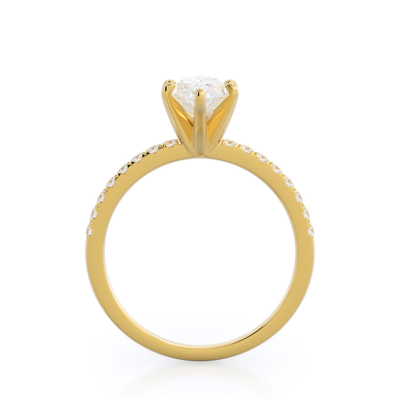 Marquise Cut Classic Pave Diamond Engagement Ring with Lab Grown Diamond in 14KT Yellow Gold view 2
