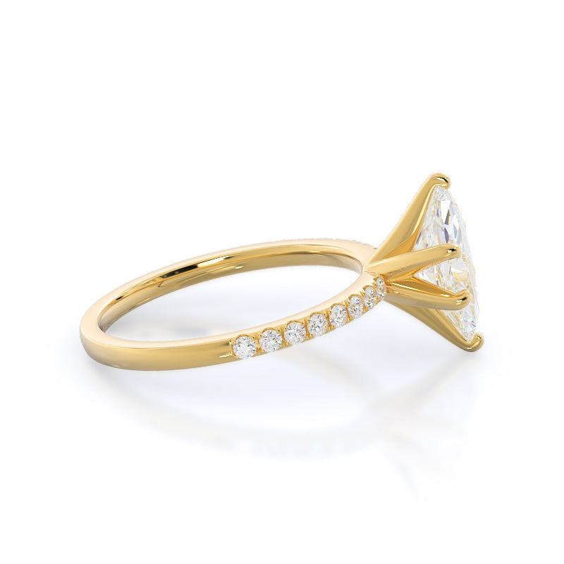 Marquise Cut Classic Pave Diamond Engagement Ring with Lab Grown Diamond in 14KT Yellow Gold view 3
