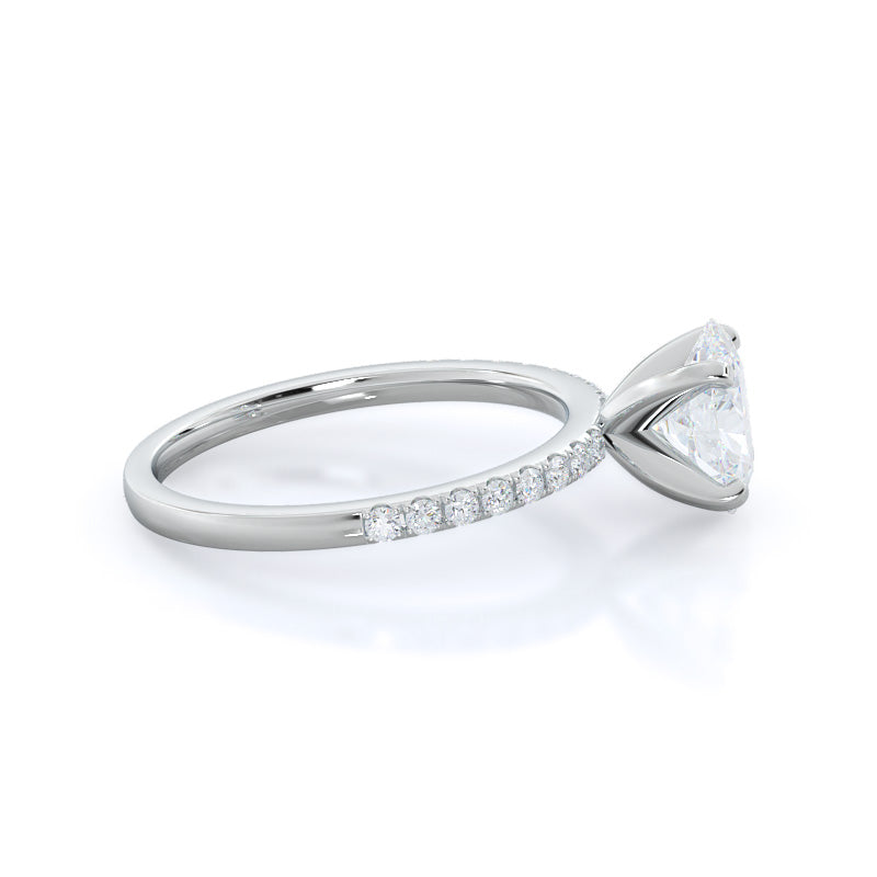 Oval Cut Classic Pave Diamond Engagement Ring with Lab Grown Diamond in 14KT Platinum view 3
