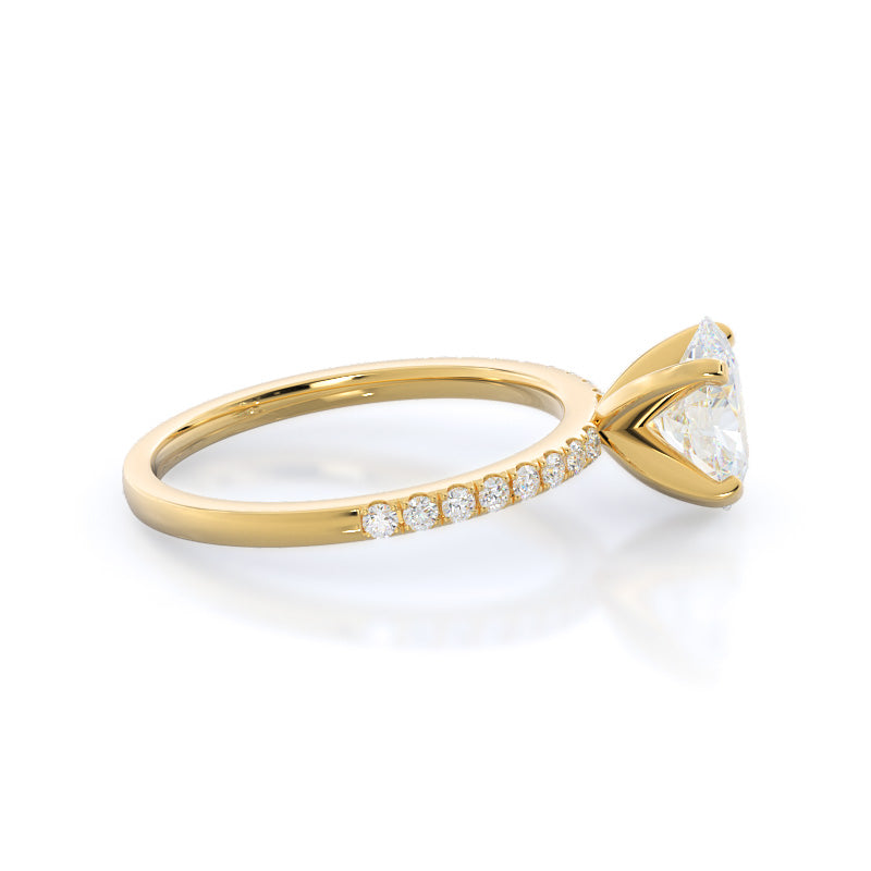 Oval Cut Classic Pave Diamond Engagement Ring with Lab Grown Diamond in 14KT Yellow Gold view 3
