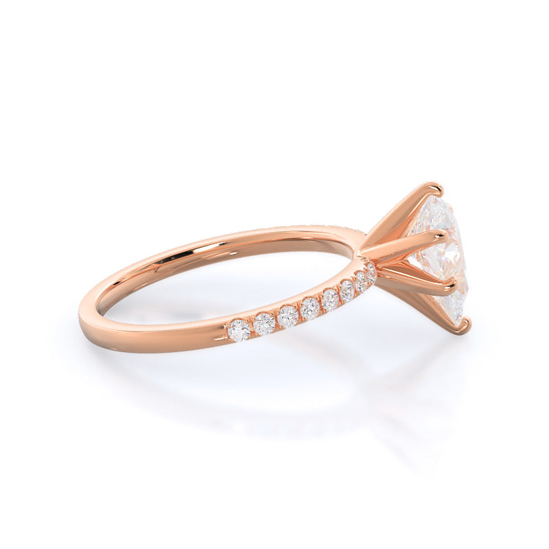 Pear Cut Classic Pave Diamond Engagement Ring with Lab Grown Diamond in 14KT Rose Gold view 3

