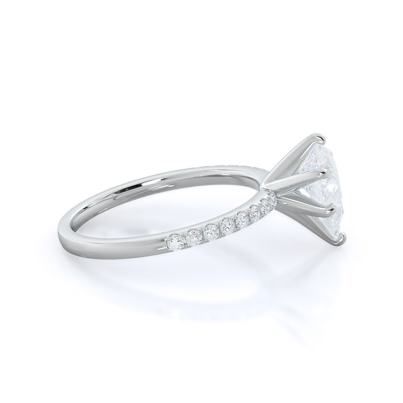 Pear Cut Classic Pave Diamond Engagement Ring with Lab Grown Diamond in 14KT Platinum view 3
