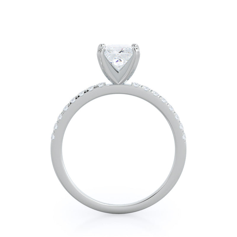 Princess Cut Classic Pave Diamond Engagement Ring with Lab Grown Diamond in 14KT Platinum view 2
