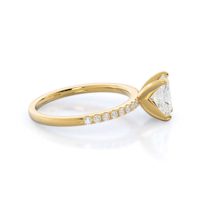 Radiant Cut Classic Pave Diamond Engagement Ring with Lab Grown Diamond in 14KT Yellow Gold view 3
