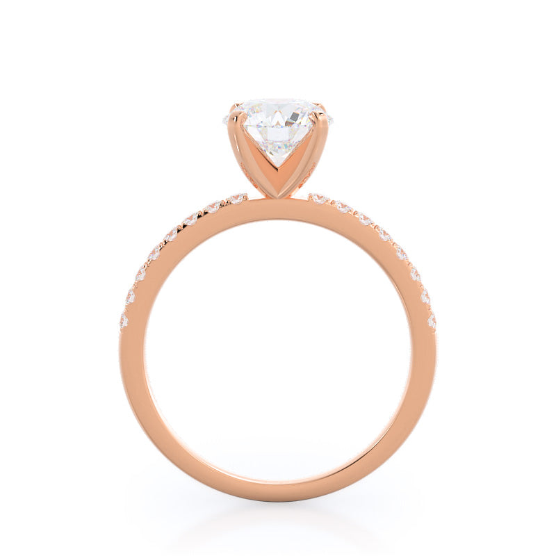 Round Cut Classic Pave Diamond Engagement Ring with Lab Grown Diamond in 14KT Rose Gold view 2

