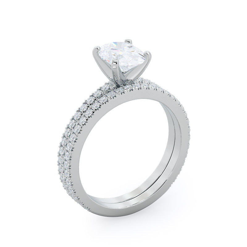 Petite French Set Diamond Engagement Ring with Marquise Cut Diamond in 14KT Platinum view 4
