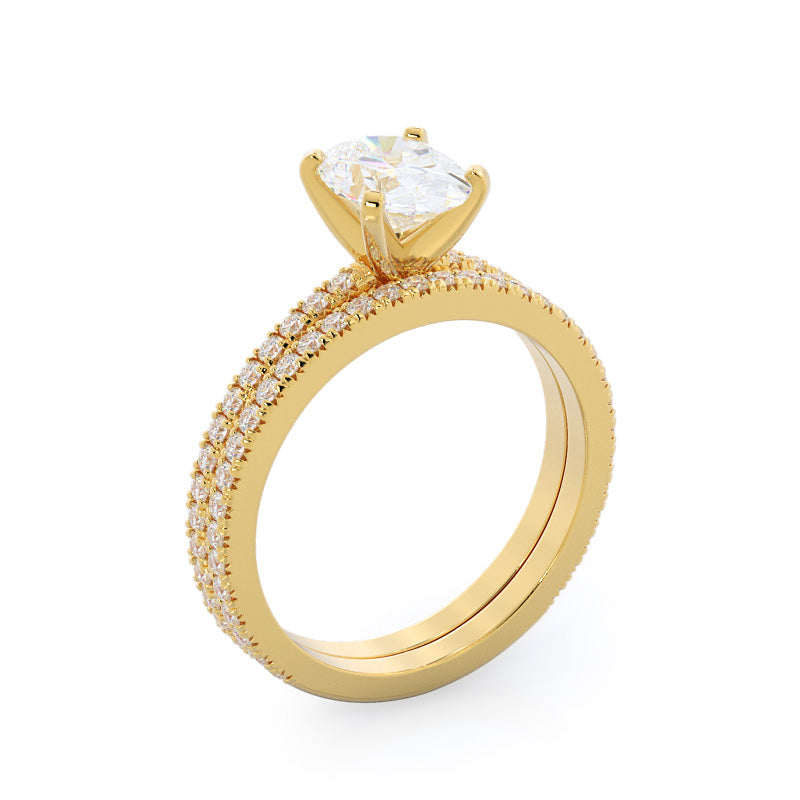 Petite French Set Diamond Engagement Ring with Marquise Cut Diamond in 14KT Yellow Gold view 4
