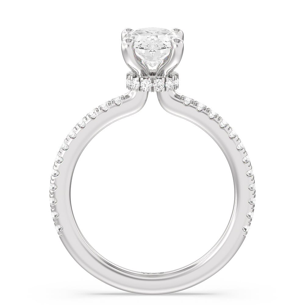 1 3/4 cttw Oval Cut Pave Love Knot Diamond Engagement Ring with 1 3/4 Cut Diamond in 14KT Oval view 2
