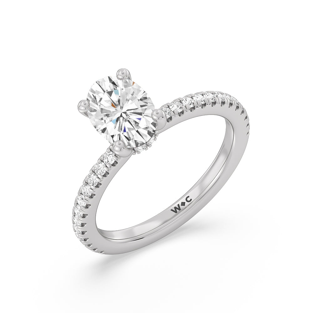 1 3/4 cttw Oval Cut Pave Love Knot Diamond Engagement Ring with 1 3/4 Cut Diamond in 14KT Oval view 3
