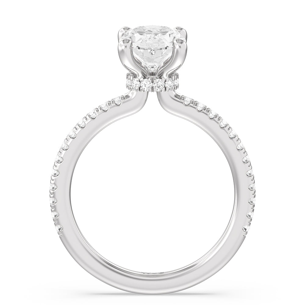2 1/3 cttw Oval Cut Pave Love Knot Diamond Engagement Ring with 2 1/3 Cut Diamond in 14KT Oval view 2
