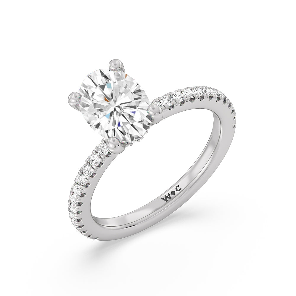 2 1/3 cttw Oval Cut Pave Love Knot Diamond Engagement Ring with 2 1/3 Cut Diamond in 14KT Oval view 3
