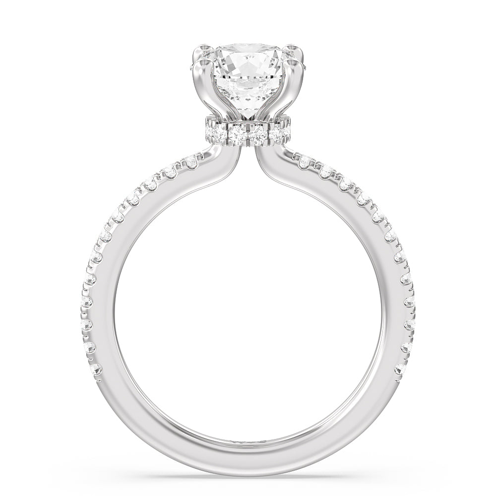 1 3/4 cttw Round Cut Pave Love Knot Diamond Engagement Ring with 1 3/4 Cut Diamond in 14KT Round view 2
