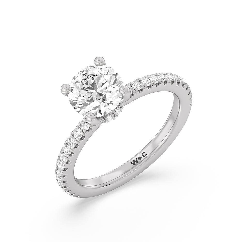 1 3/4 cttw Round Cut Pave Love Knot Diamond Engagement Ring with 1 3/4 Cut Diamond in 14KT Round view 3

