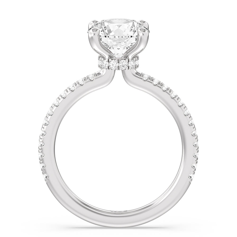 2 1/3 cttw Round Cut Pave Love Knot Diamond Engagement Ring with 2 1/3 Cut Diamond in 14KT Round view 2
