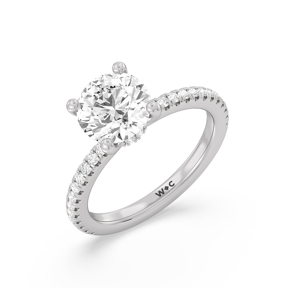 2 1/3 cttw Round Cut Pave Love Knot Diamond Engagement Ring with 2 1/3 Cut Diamond in 14KT Round view 3
