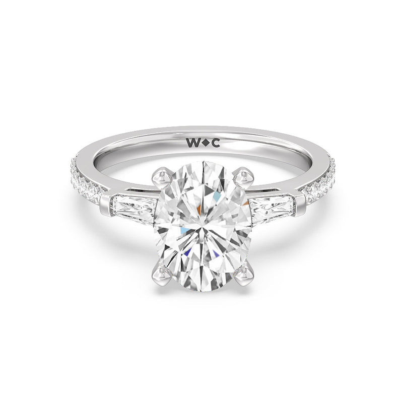 Three Stone Tapered Baguette Lab Diamond Engagement Ring