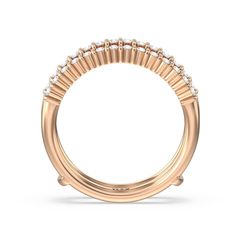 Double Row Diamond Hidden Halo Enhancer Band with 18KT Rose Gold Cut Diamond in 14KT Rose Gold view 2
