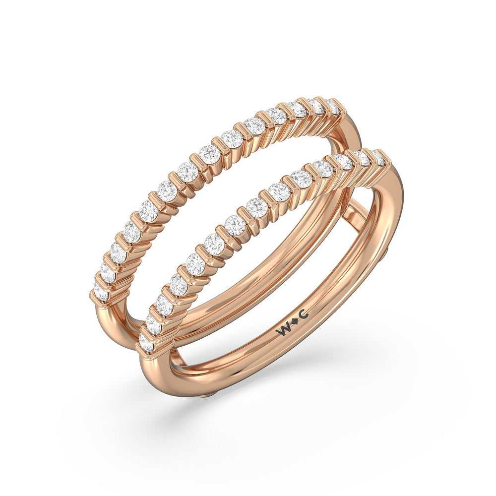 Double Row Diamond Hidden Halo Enhancer Band with 18KT Rose Gold Cut Diamond in 14KT Rose Gold view 4
