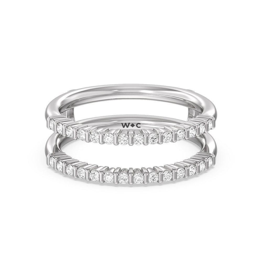Double Row Diamond Hidden Halo Enhancer Band with Platinum Cut Diamond in 14KT Platinum view 1
