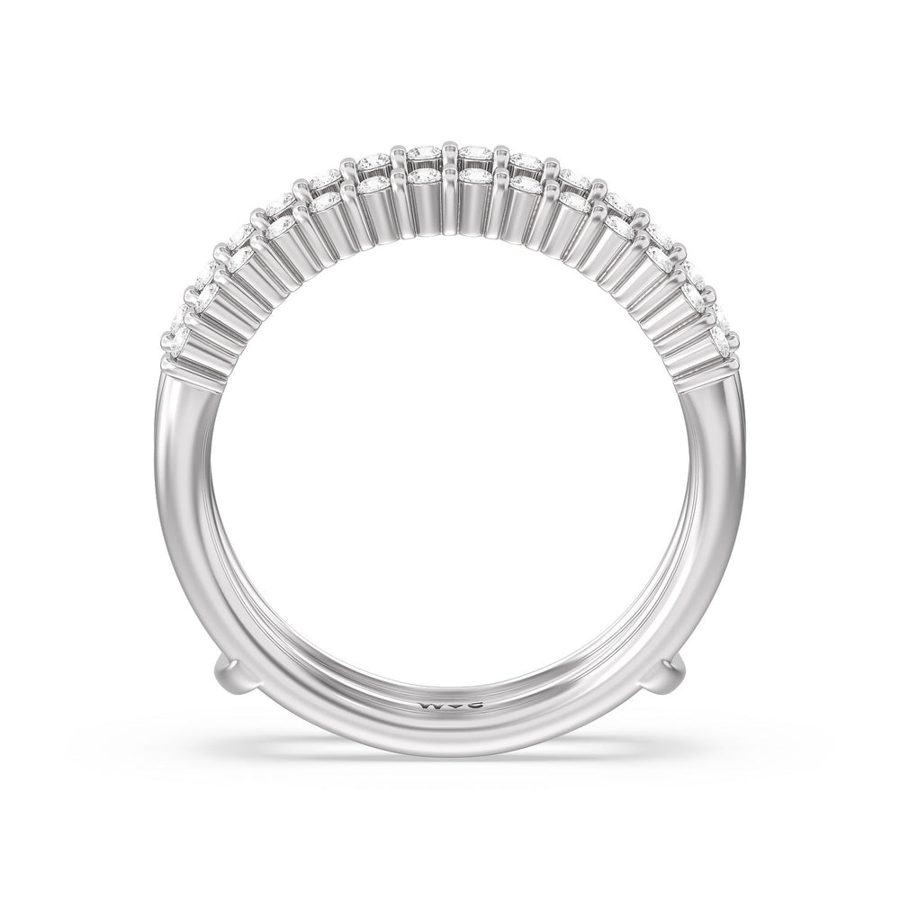 Double Row Diamond Hidden Halo Enhancer Band with Platinum Cut Diamond in 14KT Platinum view 2
