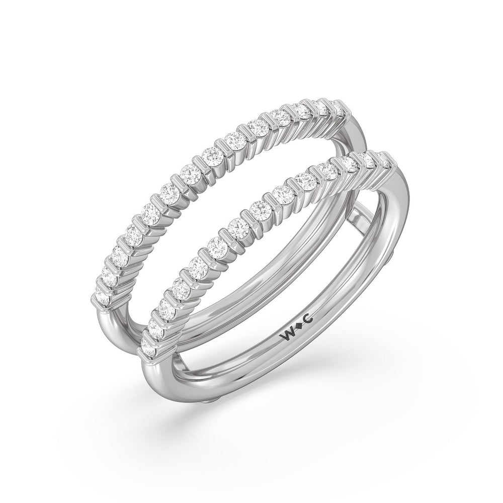 Double Row Diamond Hidden Halo Enhancer Band with Platinum Cut Diamond in 14KT Platinum view 4
