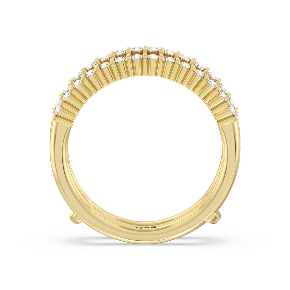 Double Row Diamond Hidden Halo Enhancer Band with 18KT Yellow Gold Cut Diamond in 14KT Yellow Gold view 2
