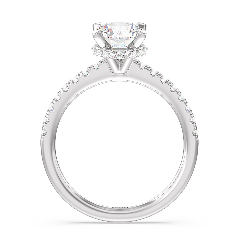 1 3/4 cttw Round Cut Petite Pave Hidden Halo Engagement Ring with 1 3/4 Cut Diamond in 14KT Round view 3
