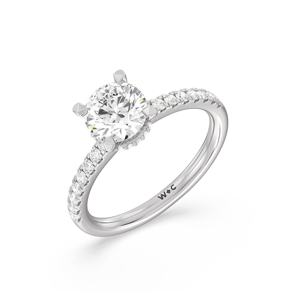 1 3/4 cttw Round Cut Petite Pave Hidden Halo Engagement Ring with 1 3/4 Cut Diamond in 14KT Round view 4
