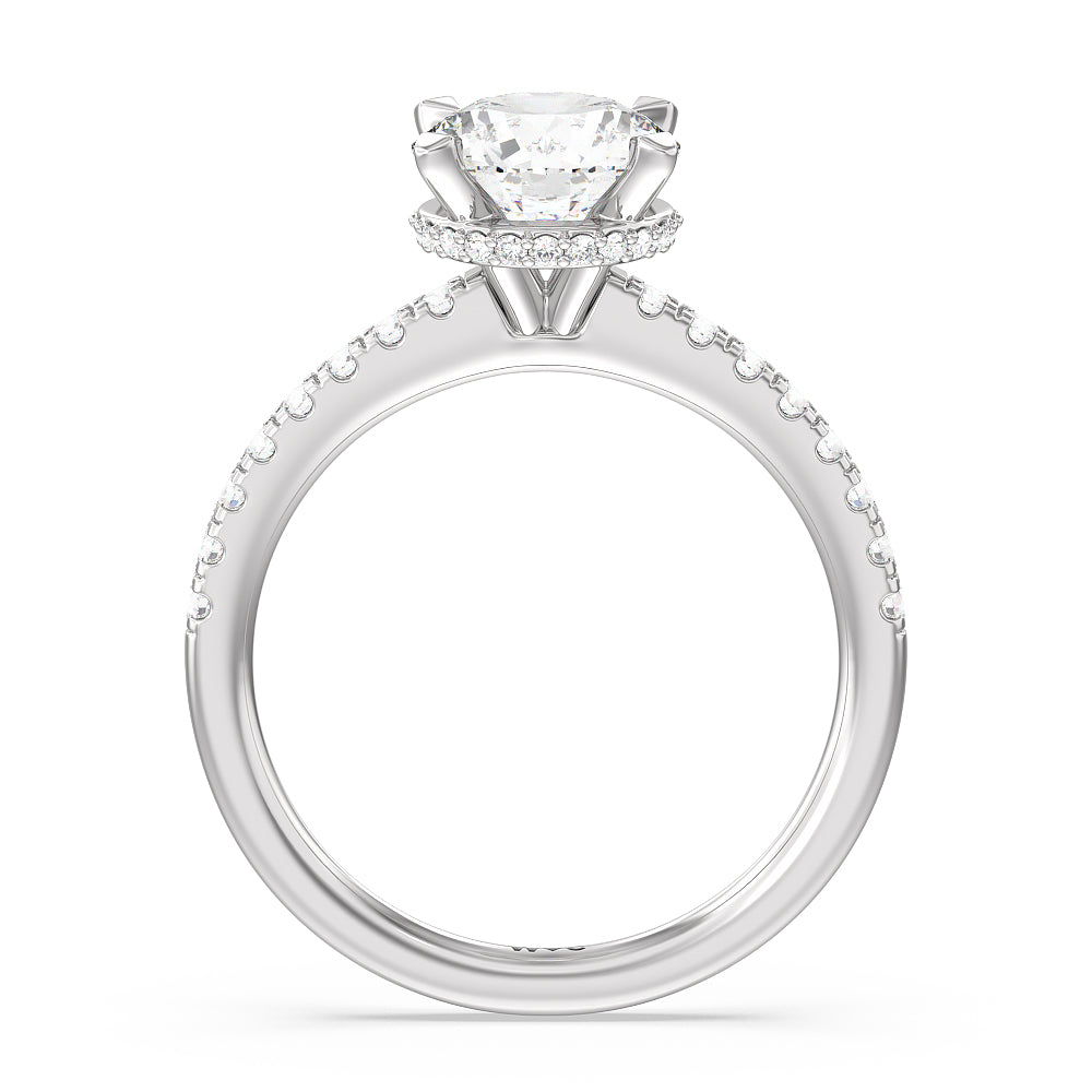 2 1/3 cttw Round Cut Petite Pave Hidden Halo Engagement Ring with 2 1/3 Cut Diamond in 14KT Round view 3
