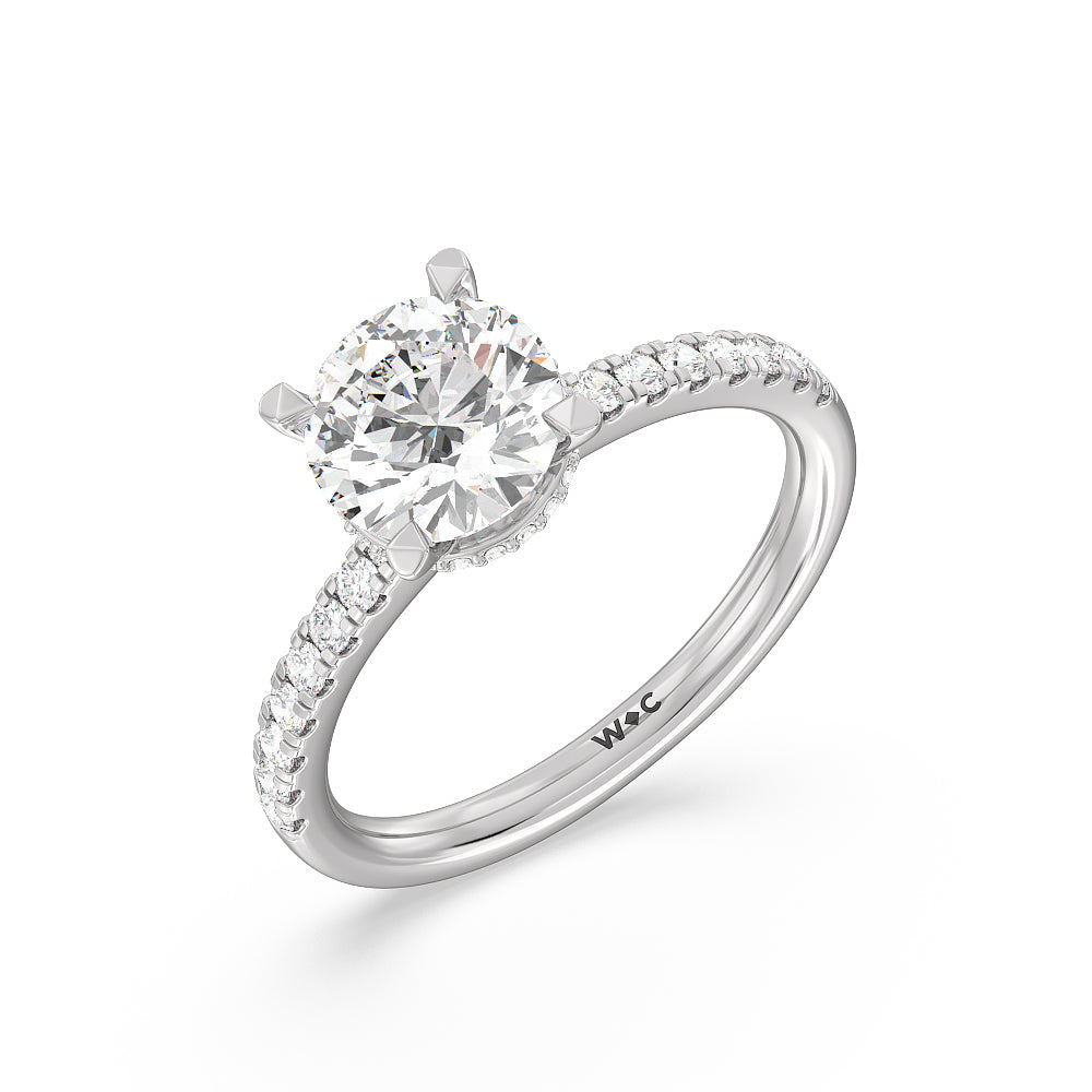 2 1/3 cttw Round Cut Petite Pave Hidden Halo Engagement Ring with 2 1/3 Cut Diamond in 14KT Round view 4
