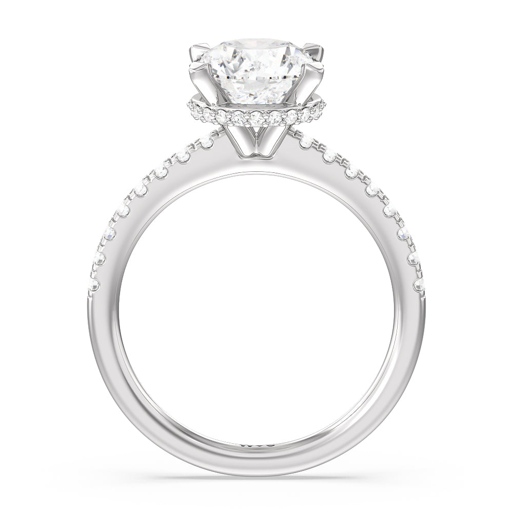 2 3/4 cttw Round Cut Petite Pave Hidden Halo Engagement Ring with 2 3/4 Cut Diamond in 14KT Round view 3
