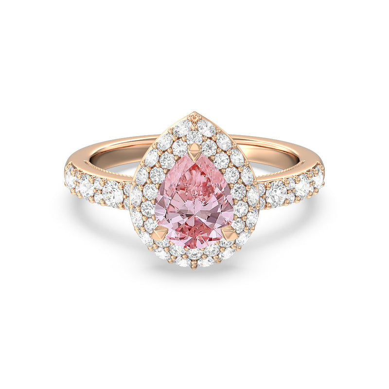 Fancy Pink Falling Edge Halo Engagement Ring