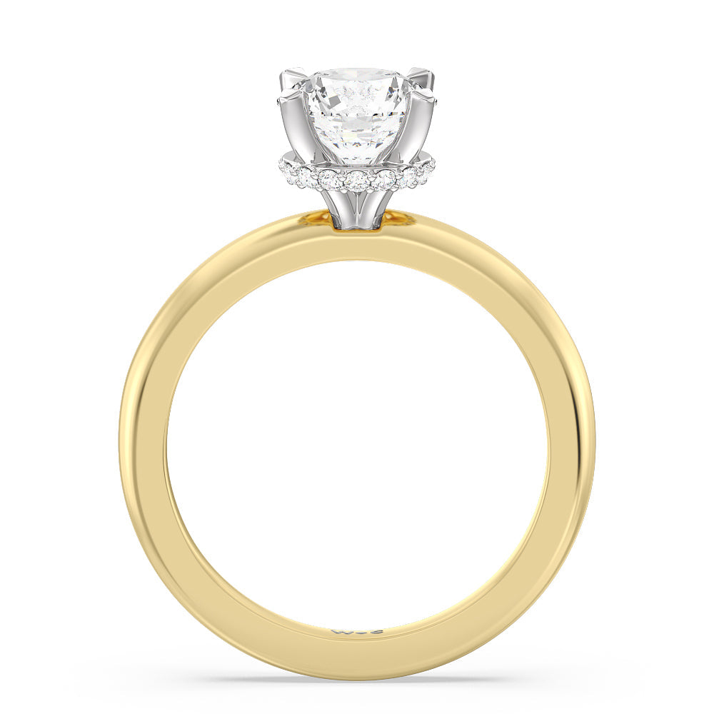 1 1/2 cttw Round Cut Modern Fine Line Hidden Halo Engagement Ring with 1 1/2 Cut Diamond in 14KT Round view 2

